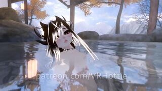 Nude Dragon Girl Face Rides you at Hot Spring White Black Hair Tail Play Sensual POV Lap Dance
