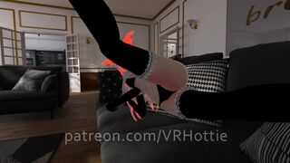 Red Head Maid with Thigh Highs Face Sitting Foot Job Stepping on Couch POV Lap Dance