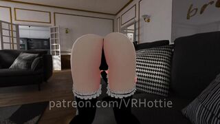 Red Head Maid with Thigh Highs Face Sitting Foot Job Stepping on Couch POV Lap Dance