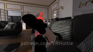 Red Head Maid with Thigh Highs Face Sitting Foot Job Stepping on Couch POV Lap Dance