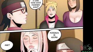 Naruto Hentai, Konohamaru fudendo as Milfs Sakura e Hinata
