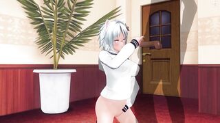 3D HENTAI Neko schoolgirl called you home to jerk off your cock