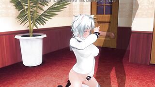 3D HENTAI Neko schoolgirl called you home to jerk off your cock
