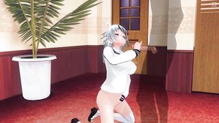 3D HENTAI Neko schoolgirl called you home to jerk off your cock