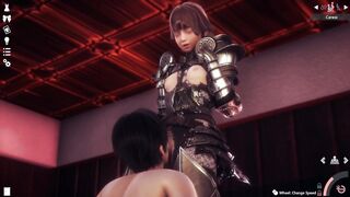 Animated cosplaying girl riding a horny guy