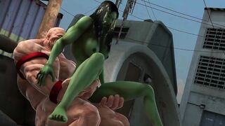 She-Hulk gets huge Juggernaut cock in all her holes | 彼女-ハルクは彼女のすべての穴で巨大なジャガーノートコックを取得します