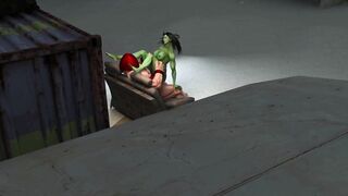 She-Hulk gets huge Juggernaut cock in all her holes | 彼女-ハルクは彼女のすべての穴で巨大なジャガーノートコックを取得します