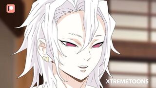 Demon Slayer - Uzui has an orgy with his three wives; Hinatsuru,Makio and Suma (hentai)