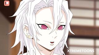 Demon Slayer - Uzui has an orgy with his three wives; Hinatsuru,Makio and Suma (hentai)
