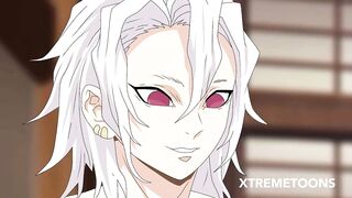 Demon Slayer - Uzui has an orgy with his three wives; Hinatsuru,Makio and Suma (hentai)
