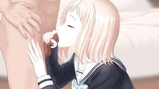 Idol Master - Mano Sakuragi Blowjob Double Cumshot Facial & Throatpie Cum Swallow