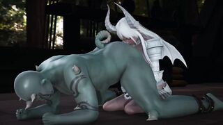 The monster's sperm was drained by the succubus (Hentai Uncensored)