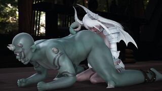The monster's sperm was drained by the succubus (Hentai Uncensored)