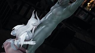 The monster's sperm was drained by the succubus (Hentai Uncensored)