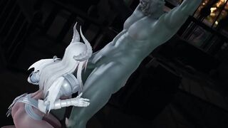 The monster's sperm was drained by the succubus (Hentai Uncensored)