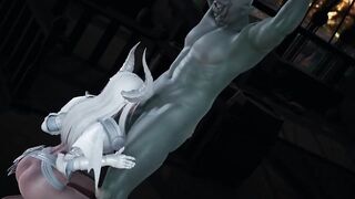 The monster's sperm was drained by the succubus (Hentai Uncensored)
