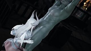 The monster's sperm was drained by the succubus (Hentai Uncensored)