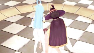 Konosuba Harem of Girls Finger Themselves and Jerk You Off - Anime Hentai 3d Uncensored