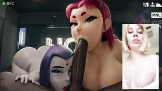 Raven & Starfire suck cocks