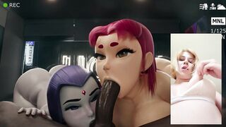 Raven & Starfire suck cocks