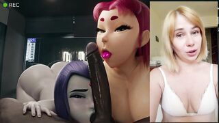 Raven & Starfire suck cocks