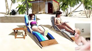 sunbathing on the beach with big boobs