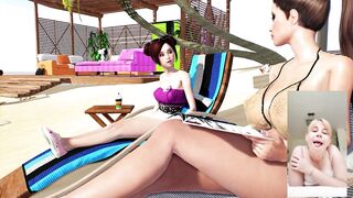 sunbathing on the beach with big boobs
