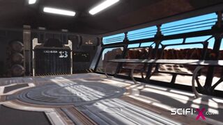 Fuck me hard. Sex with a sci-fi android in the lab