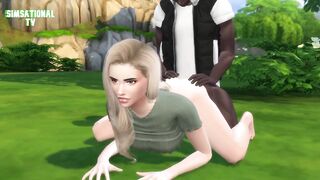 Interracial Teens Fuck in Public 3D