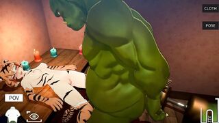Gatita culona recibe creampie de su orco masajista - Valerie Orc Massage