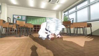 3D HENTAI Neko schoolgirl sucks teacher's cock in the classroom