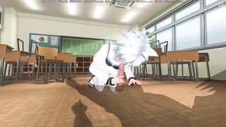 3D HENTAI Neko schoolgirl sucks teacher's cock in the classroom