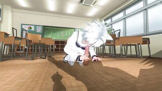 3D HENTAI Neko schoolgirl sucks teacher's cock in the classroom