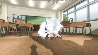 3D HENTAI Neko schoolgirl sucks teacher's cock in the classroom