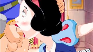 Snow White sucks hard and then cum a lot of cum on his face