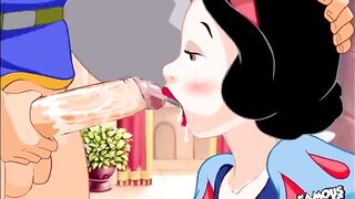 Snow White sucks hard and then cum a lot of cum on his face