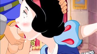 Snow White sucks hard and then cum a lot of cum on his face