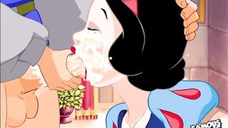 Snow White sucks hard and then cum a lot of cum on his face