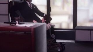 Bunny Slut D.Va Sucking Her Bosses Big Black Cock
