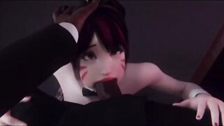 Bunny Slut D.Va Sucking Her Bosses Big Black Cock