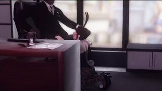 Bunny Slut D.Va Sucking Her Bosses Big Black Cock