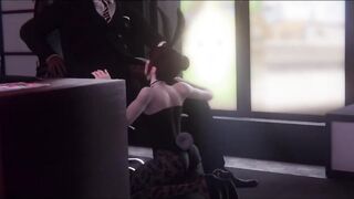 Bunny Slut D.Va Sucking Her Bosses Big Black Cock