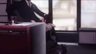 Bunny Slut D.Va Sucking Her Bosses Big Black Cock