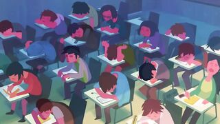 Animation - School boy falling asleep