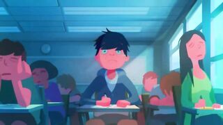 Animation - School boy falling asleep