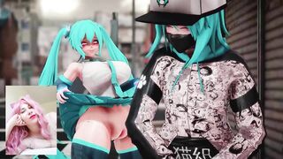 futanari fuck at the party in the ass blue hair