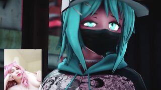 futanari fuck at the party in the ass blue hair