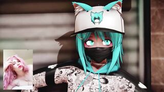 futanari fuck at the party in the ass blue hair