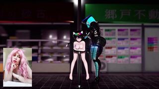 futanari fuck at the party in the ass big boobs cat costume