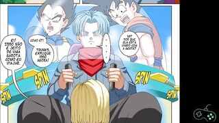 Trunks Fudendo Android 18 enquanto Kuririn fica Olhando - DBZ Parody